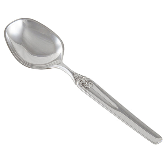 A white metal teaspoon