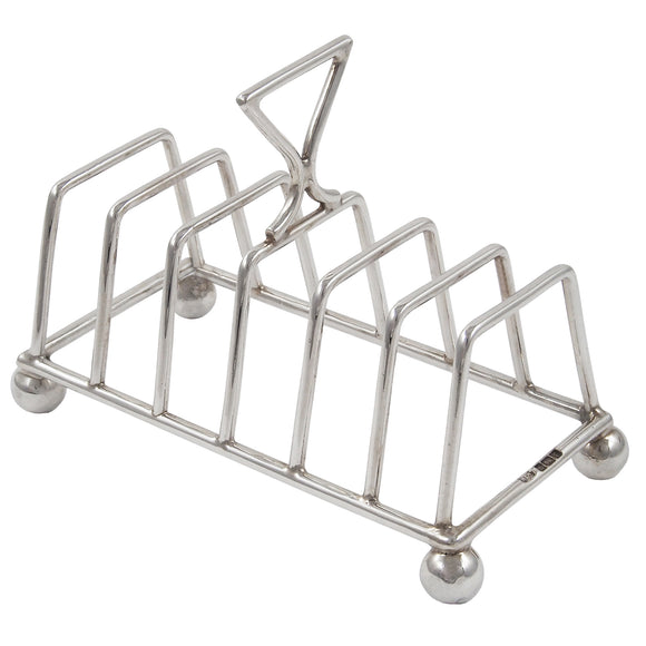 An Edwardian, silver, six slice toast rack