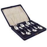 ﻿Six mid-20th century, silver teaspoons & fitted case