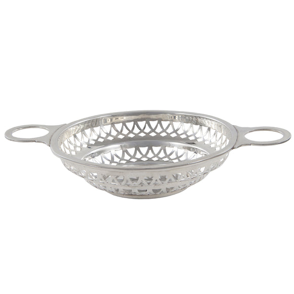 An early 20th century, silver, circular, pierced dish with two handles