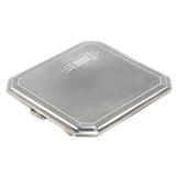 A mid-20th century, silver, square, engine turned powder compact
