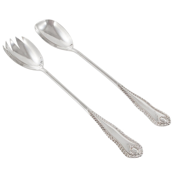 A pair of Edwardian, silver, Gadroon salad servers