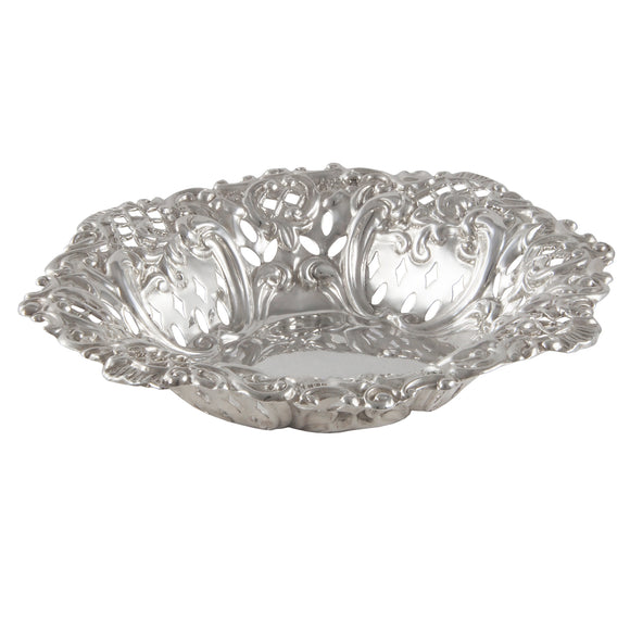 A Victorian, silver, circular, pierced bon bon dish