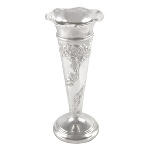 A Victorian, silver, Art Nouveau style, embossed vase