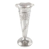 A Victorian, silver, Art Nouveau style, embossed vase