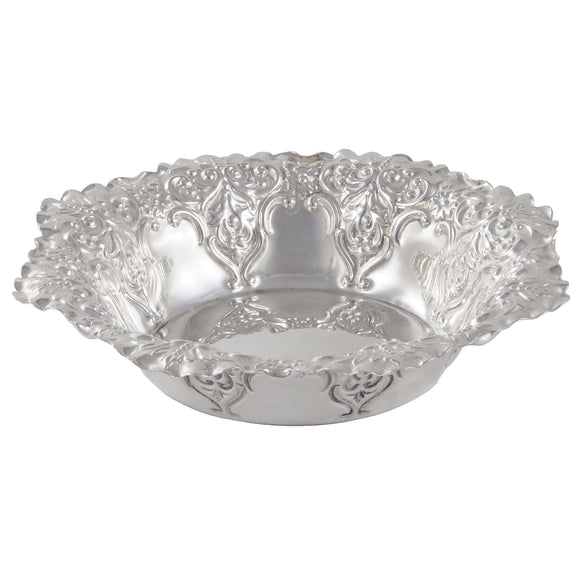 A Victorian, silver, circular, embossed sweet dish