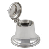 An Edwardian, silver, bell shaped inkwell with a clear glass liner