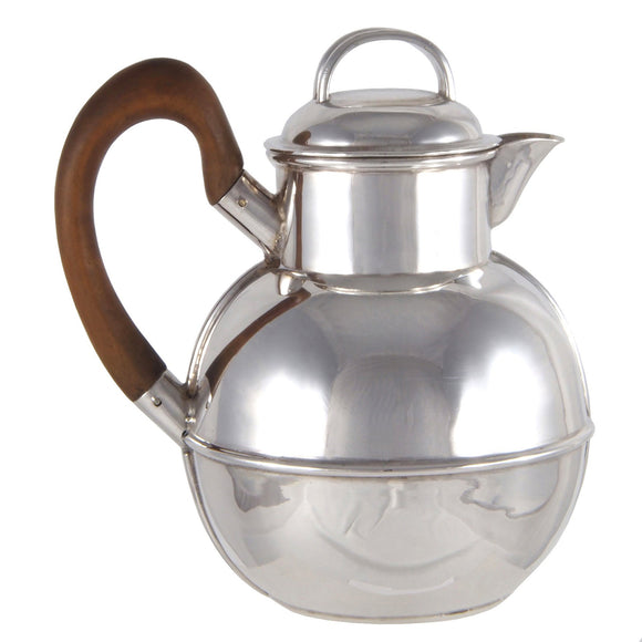A Victorian, silver, Jersey jug with a wooden handle