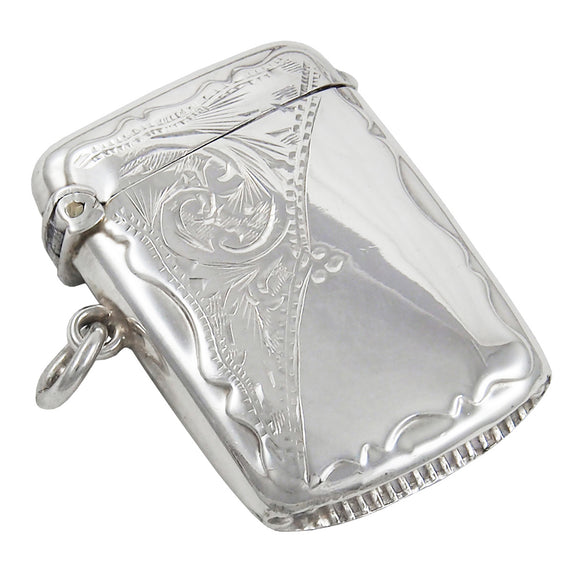 An early 20th century, silver vesta case