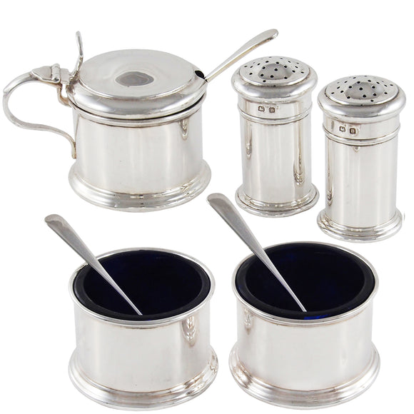 An early 20th century, silver, five piece cruet