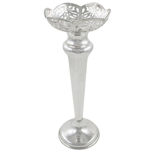 An Edwardian, silver trumpet vase with a pierced top