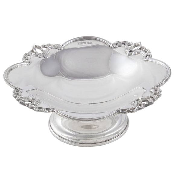 An Edwardian, silver sweet dish on a pedestal base