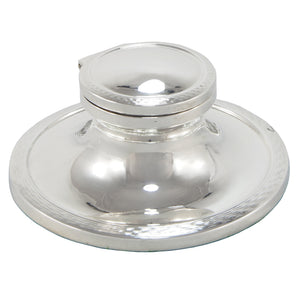 An early 20th century, silver Capstan inkwell with a clear glass liner