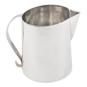 A modern, silver, small cream jug