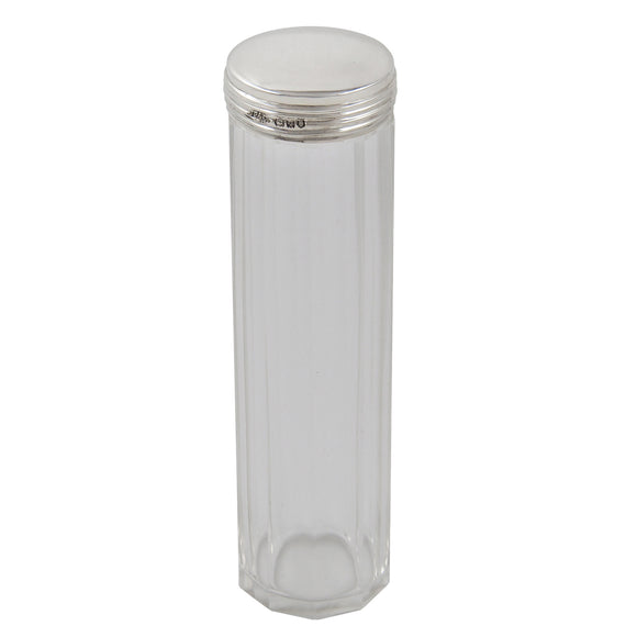 An Edwardian glass jar with a silver lid