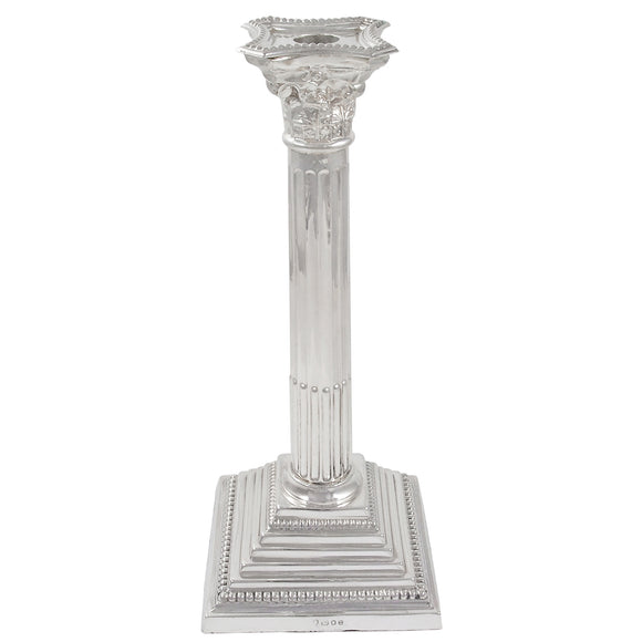 A mid-20th century, silver, column candlestick