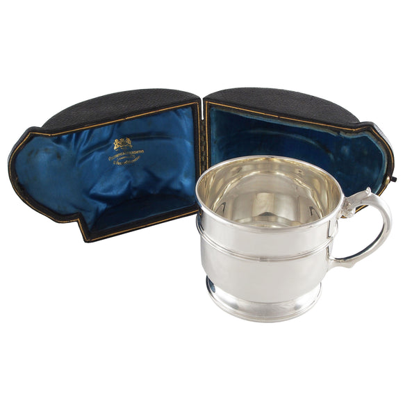 A Victorian, silver, child's cup & fitted case.