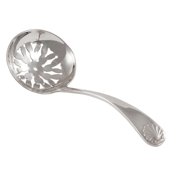 A modern, silver sifter spoon