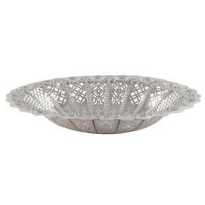 A Victorian, silver, circular, pierced fruit dish