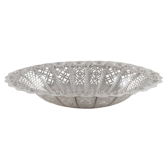 A Victorian, silver, circular, pierced fruit dish