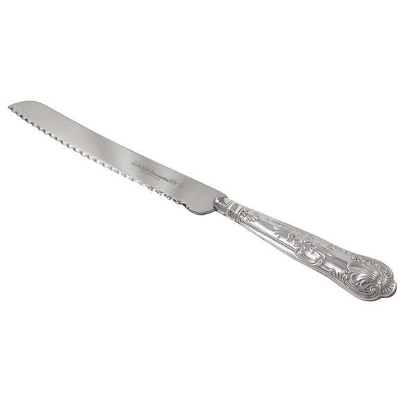 A modern, silver handled, King's Pattern bread knife