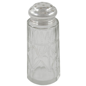 An early 20th century, glass sugar sifter with a silver lid