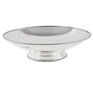 A mid-20th century, silver, plain bowl with a bead edge on a pedestal