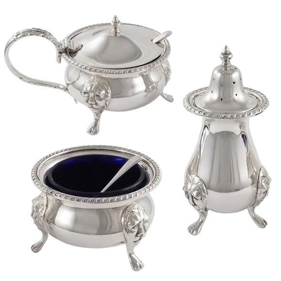 A mid-20th century, silver, three piece cruet