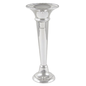A modern, silver trumpet vase