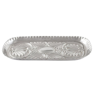 A Victorian, silver, embossed oblong pin tray