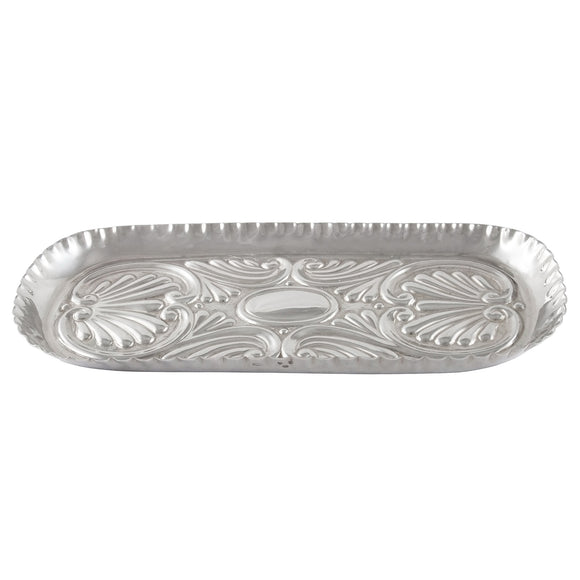 A Victorian, silver, embossed oblong pin tray