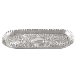 A Victorian, silver, embossed oblong pin tray