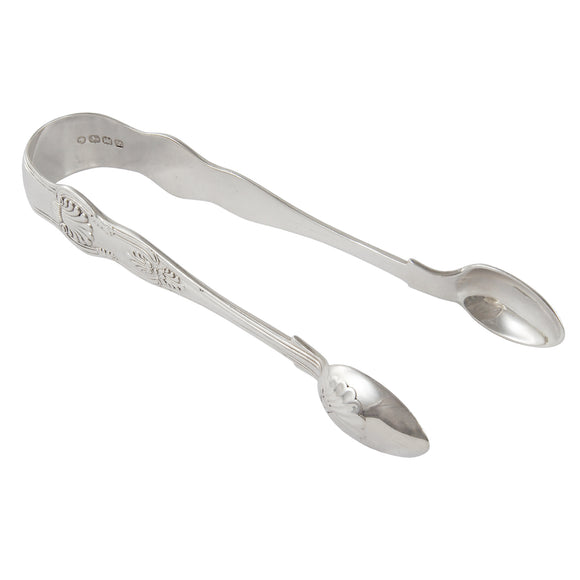 A Victorian, pair of silver, shell end sugar tongs