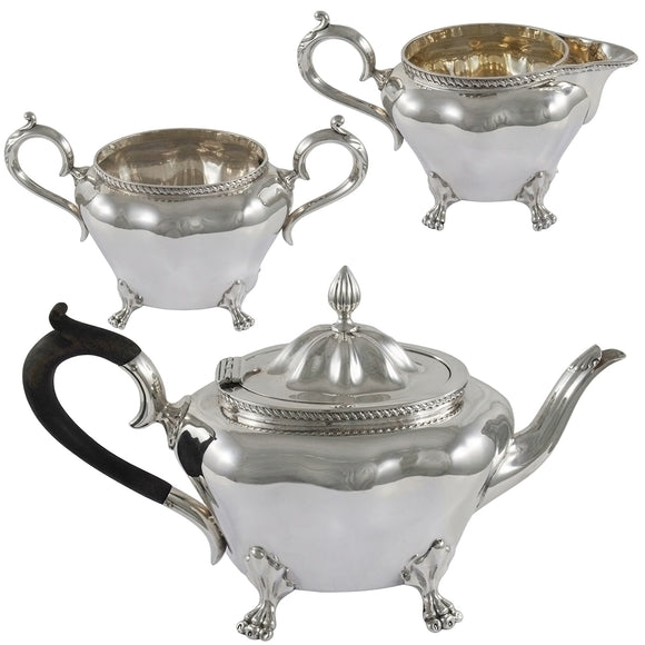 An Edwardian, silver, three piece tea set.