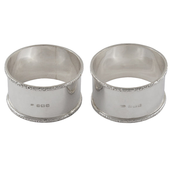 A pair of early 20th century, silver napkin rings.