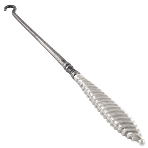A Victorian, silver handled button hook.
