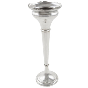 An Edwardian, silver vase with a shaped bowl & edge.