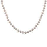 A modern, single row Akoya pearl necklace with a silver gilt snap