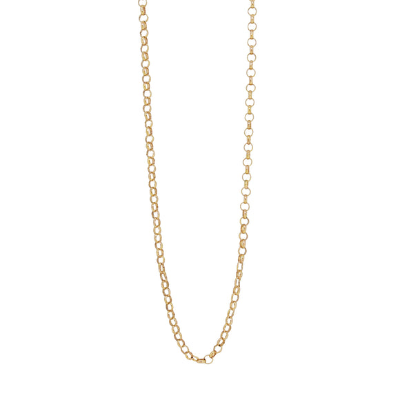 A modern, 9ct yellow gold, round belcher link chain