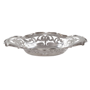 An Edwardian, silver, oval, pierced bon bon dish